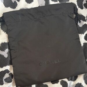 CHANEL Black Drawstring Pouch with Subtle Logo